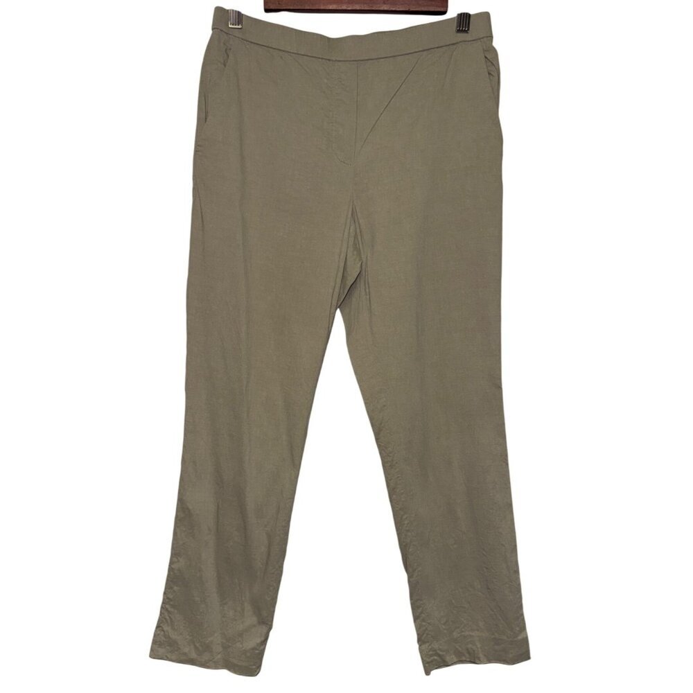 Theory Trecca Pull On Good Crunch Linen Viscose Blend Tan Women's Size 2 Cropped